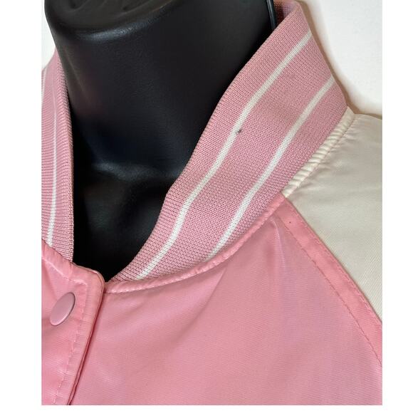 NY Yankees MLB Cooperstown Collection GIII Carl Banks pink satin bomber jacket L - Picture 10 of 13